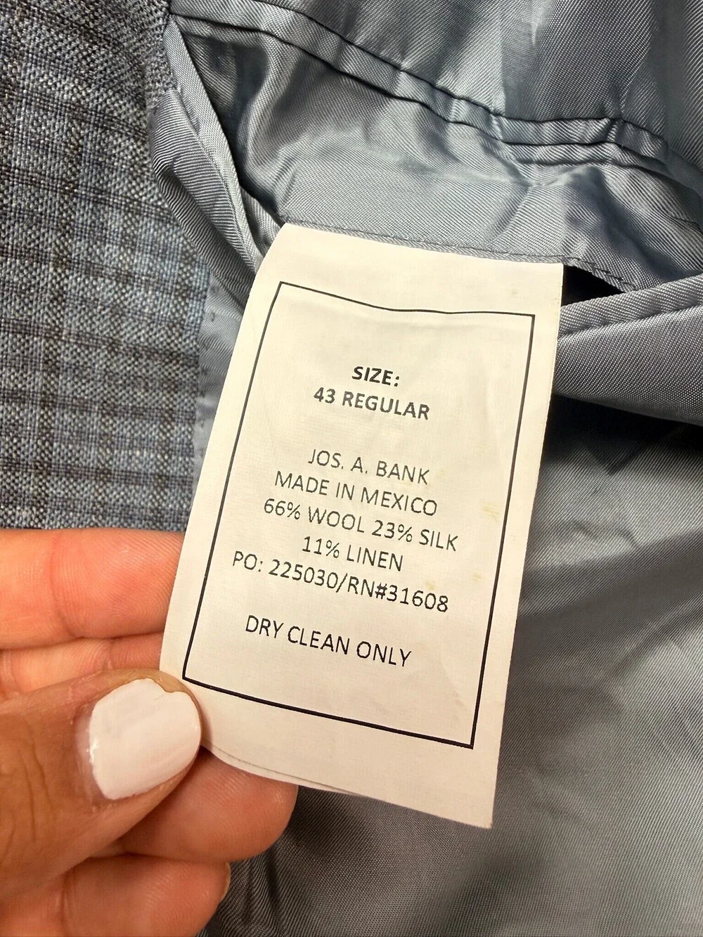 JoS. A. Bank Signature Wool Silk Linen Plaid Sport Coat 43R
